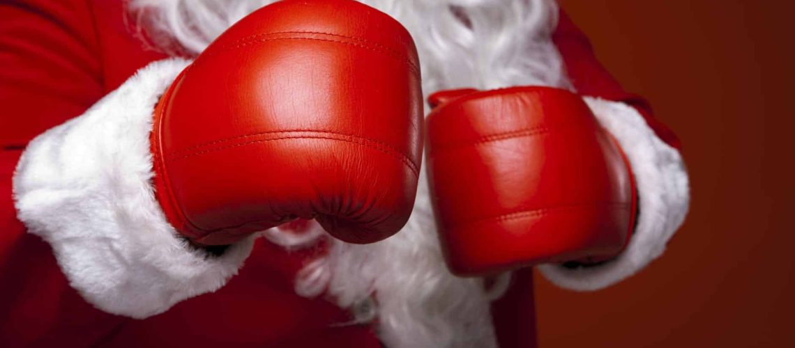 santa claus wearing boxing gloves